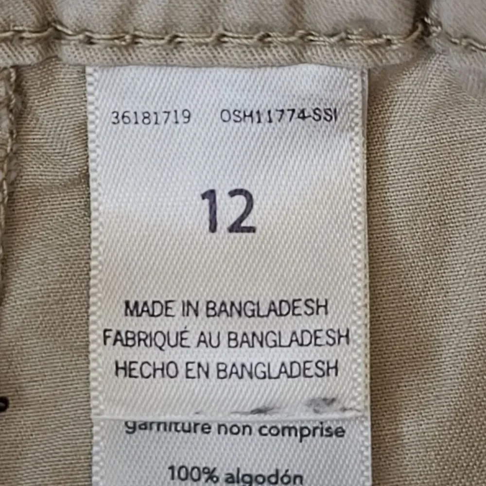 OshKosh B'gosh Boys Adjustable Waistband Embroidered Nautical Beige Shorts 12